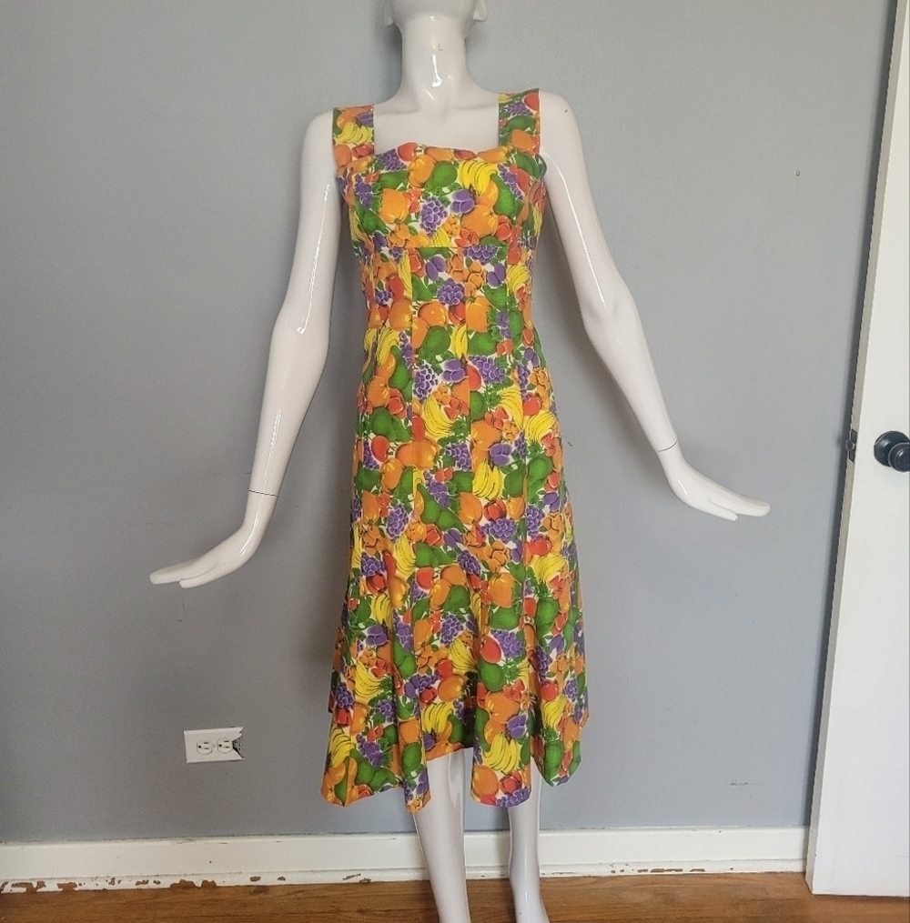 Vintage Handmade Fruity Pinup Dress, VGUC, Approximate Size 6